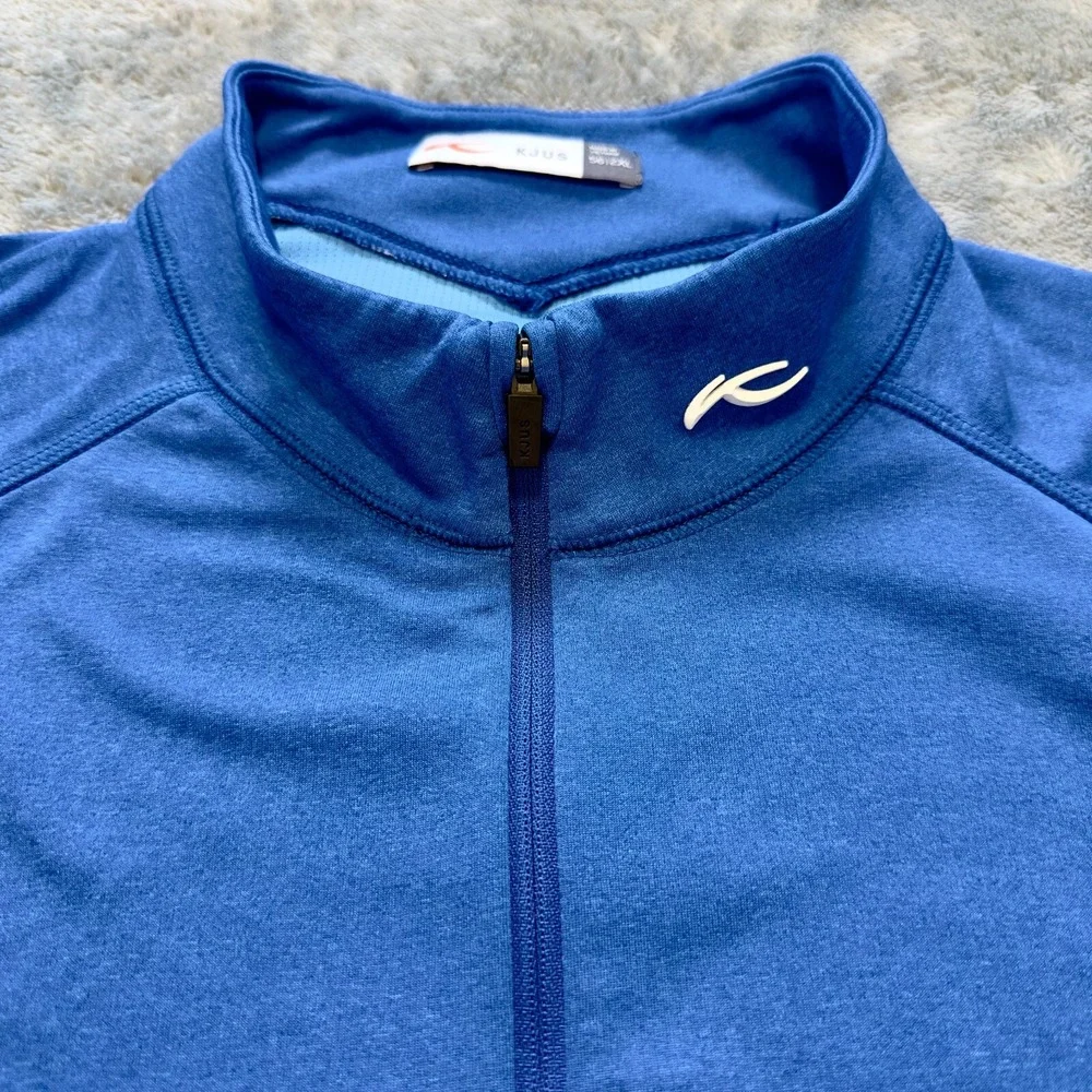 KJUS Sweater Men 2XL Blue Golf Mid Layer 1/2 Zip Keano Lightweight UPF Quick Dry